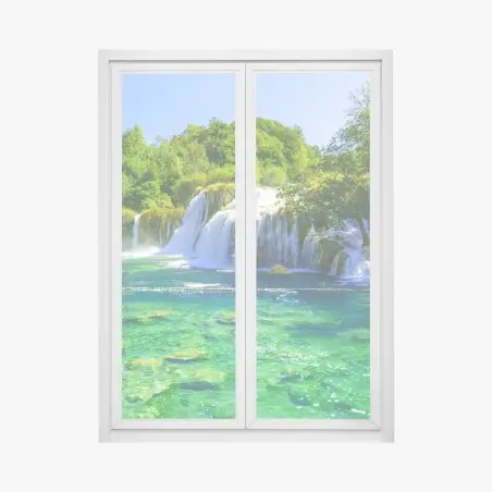 Fensteraufkleber smaragdgrüner wasserfall – Pixers®