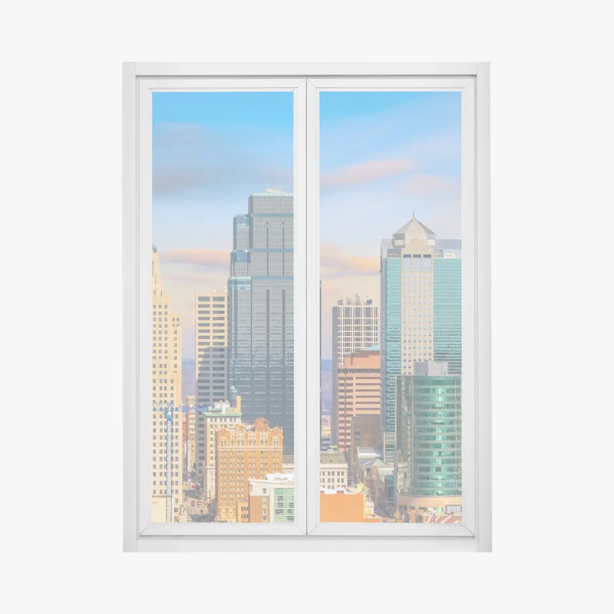Fensteraufkleber Kansas City skyline bei sonnenuntergang – Pixers®