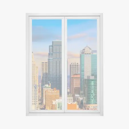 Fensteraufkleber Kansas City skyline bei sonnenuntergang – Pixers®