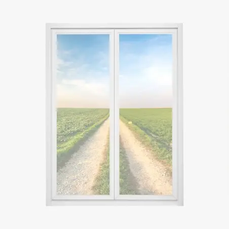 Fensteraufkleber feldweg durch grüne felder – Pixers®
