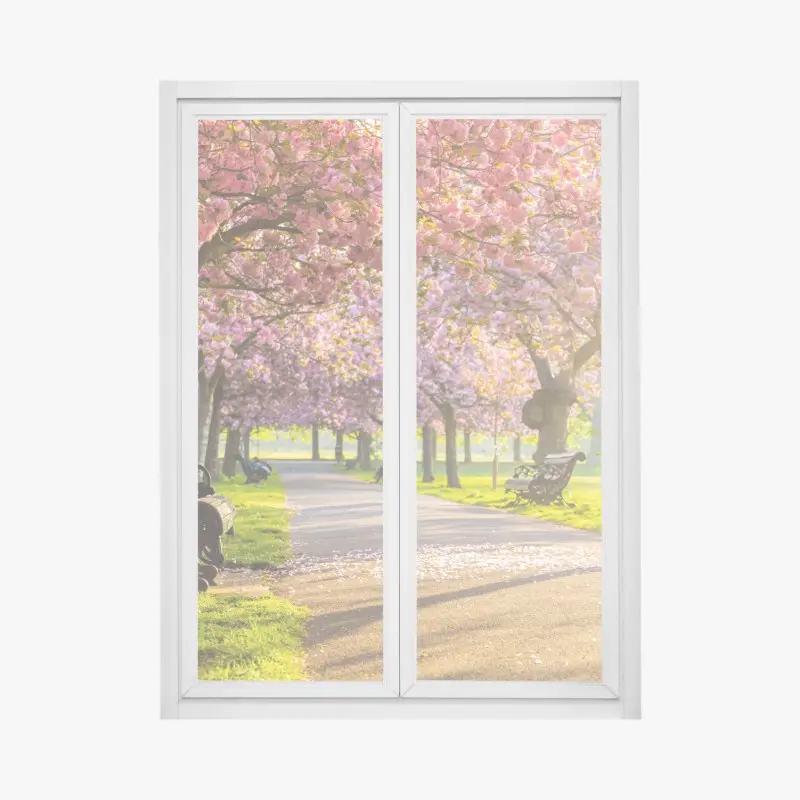 Fensteraufkleber kirschblütenallee im frühling
