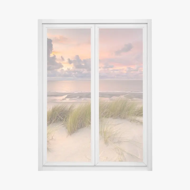 Fensteraufkleber sonnenuntergang über dünen in Zeeland