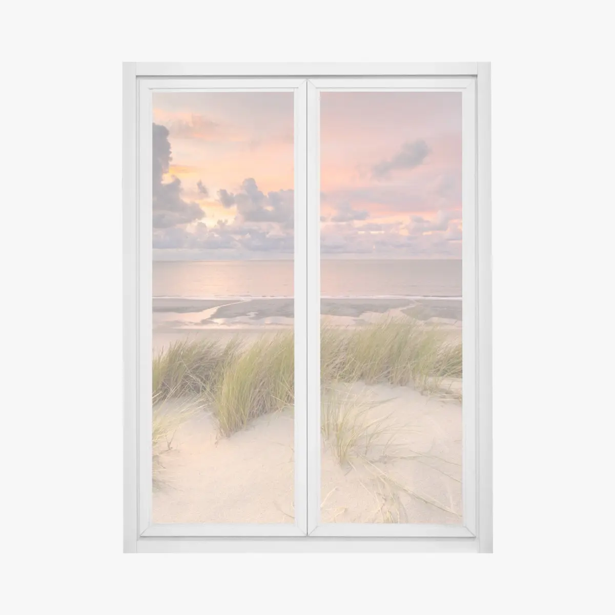 Fensteraufkleber sonnenuntergang über dünen in Zeeland – Pixers®