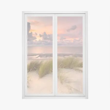 Fensteraufkleber sonnenuntergang über dünen in Zeeland – Pixers®
