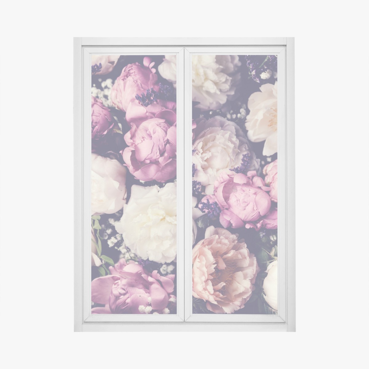 Fensteraufkleber romantischer pfingstrosenstrauß in pastelltönen – Pixers®
