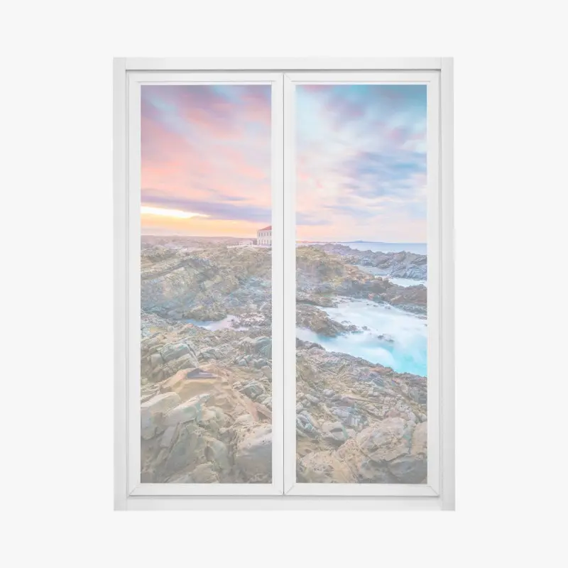 Fensteraufkleber sonnenuntergang bei leuchtturm Favaritx, Menorca