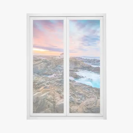 Fensteraufkleber sonnenuntergang bei leuchtturm Favaritx, Menorca – Pixers®