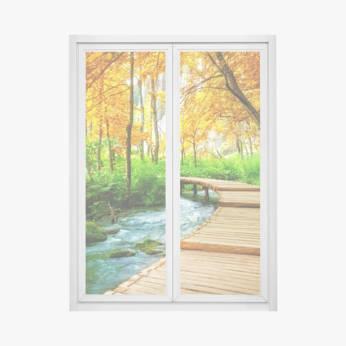 Fensteraufkleber goldener steg durch den wald bei Plitvicer Seen – Pixers®