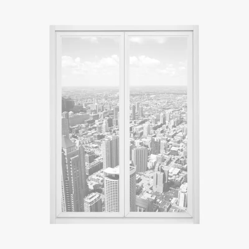 Fensteraufkleber Chicago skyline in graustufen
