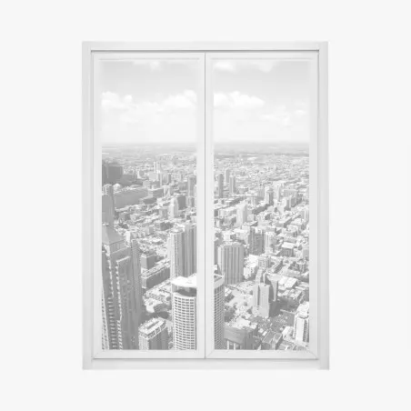 Fensteraufkleber Chicago skyline in graustufen – Pixers®