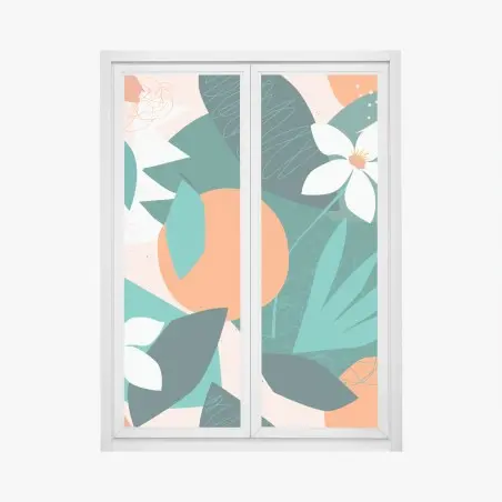 Fensteraufkleber tropische blätter und zitrus illustration – Pixers®