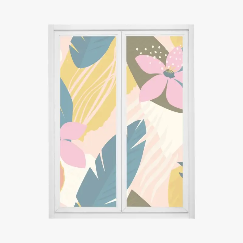 Fensteraufkleber tropisches abstraktes blumenmotiv