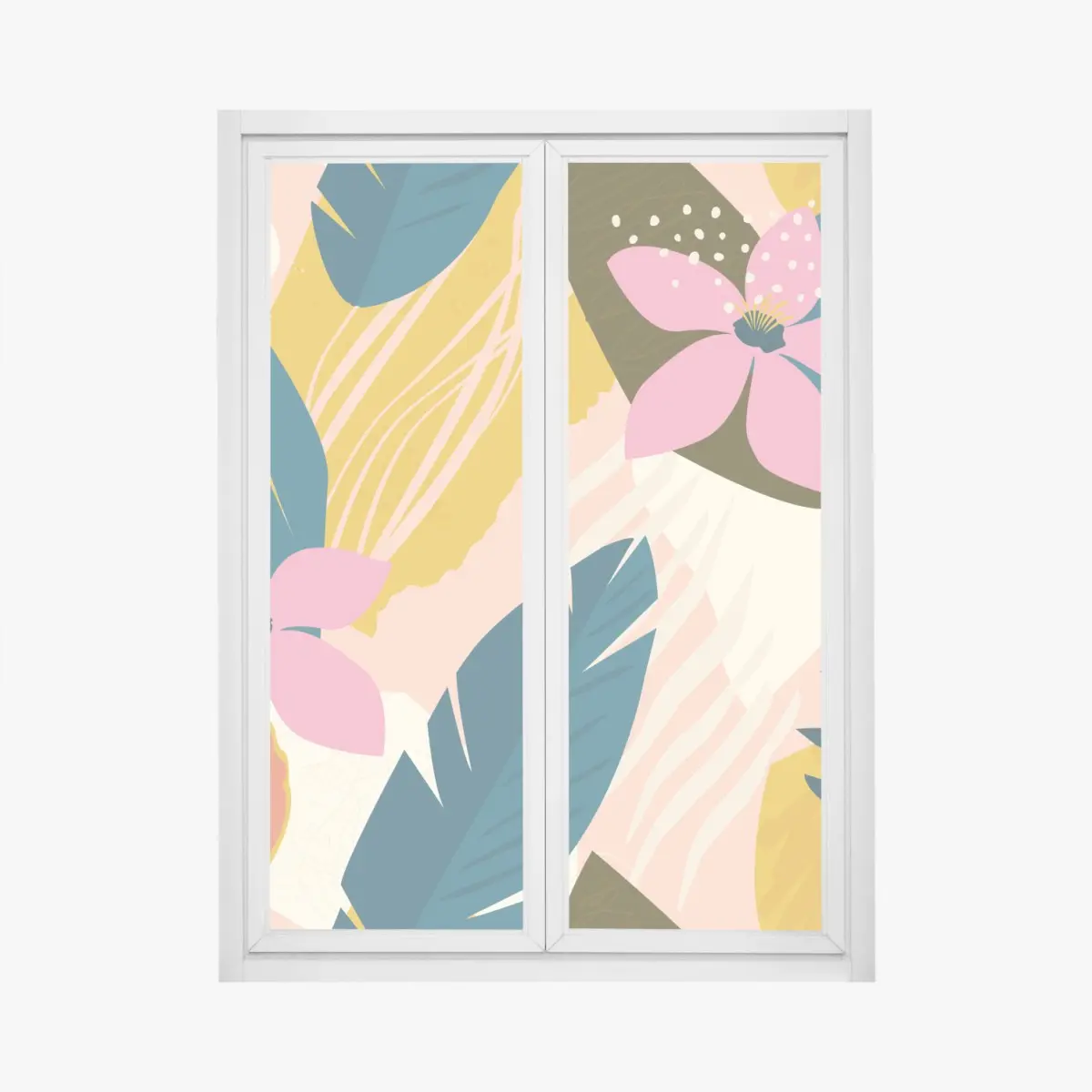 Fensteraufkleber tropisches abstraktes blumenmotiv – Pixers®