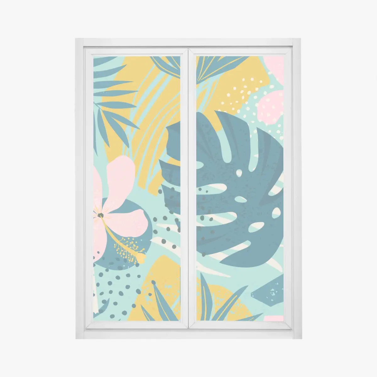 Fensteraufkleber tropische blätter und blüten – Pixers®