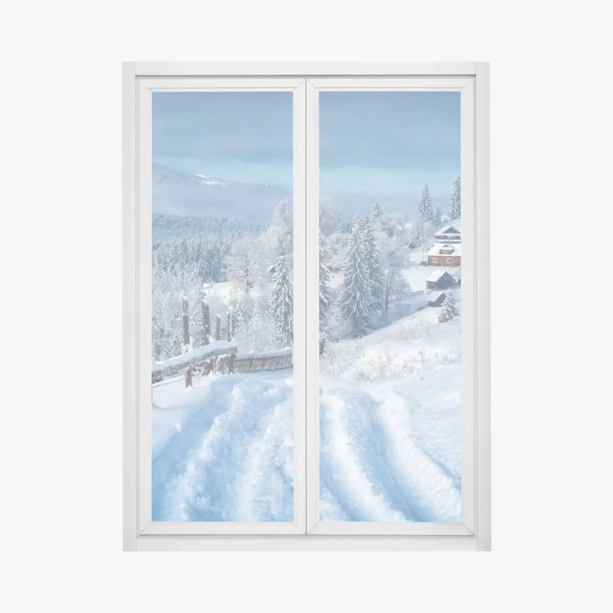 Fensteraufkleber winterweg zum alpendorf – Pixers®