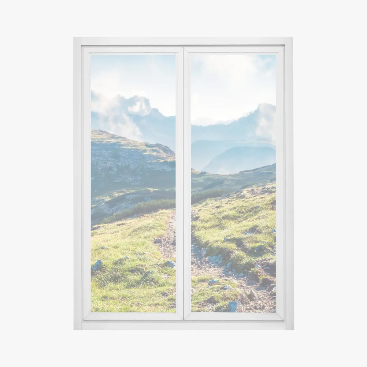 Fensteraufkleber nebliger morgen auf Monte Piana, Dolomiten – Pixers®