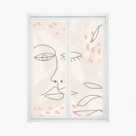 Fensteraufkleber pastell linienzeichnungen gesichter – Pixers®