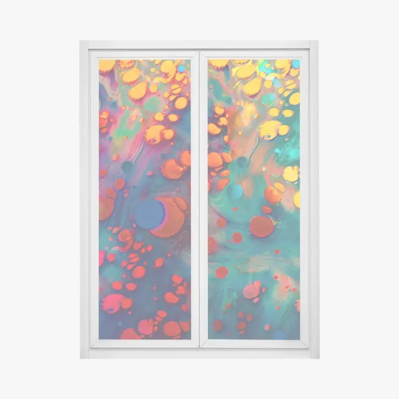 Fensteraufkleber lebendige türkis-orange marmorierte kunst