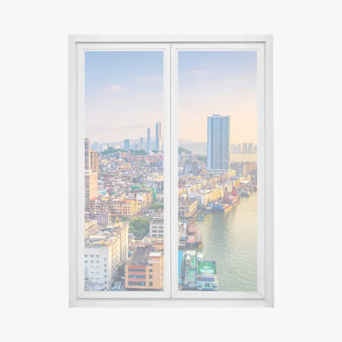 Fensteraufkleber Macau skyline bei sonnenuntergang – Pixers®