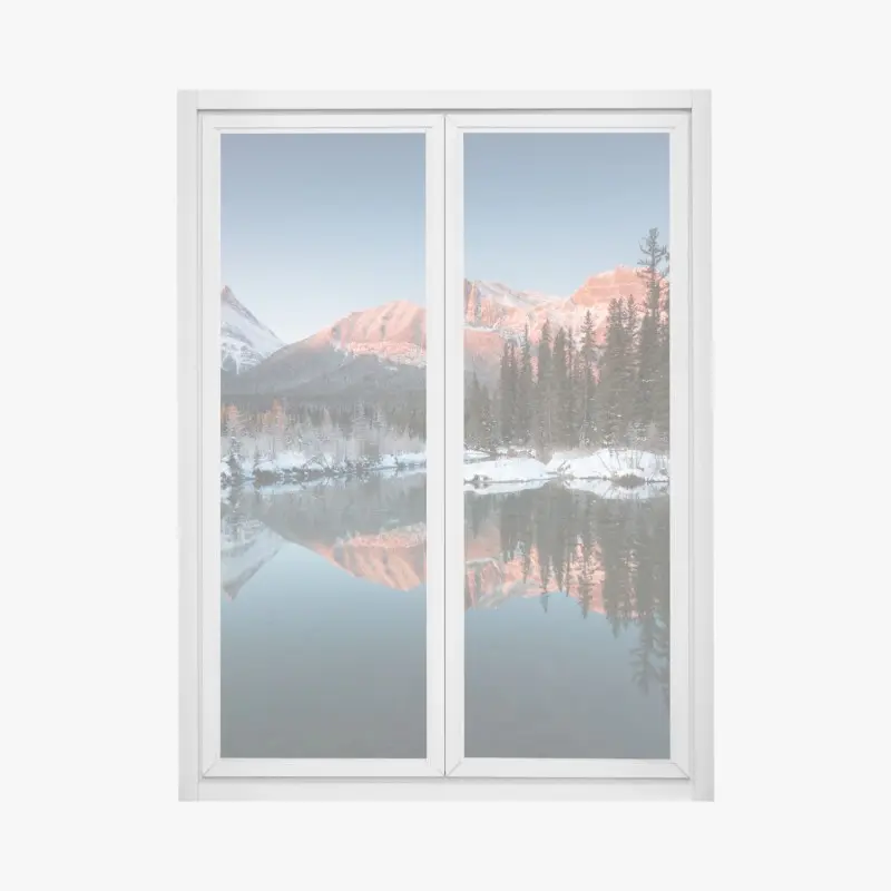 Fensteraufkleber bergspiegelung im morgendlichen glühen