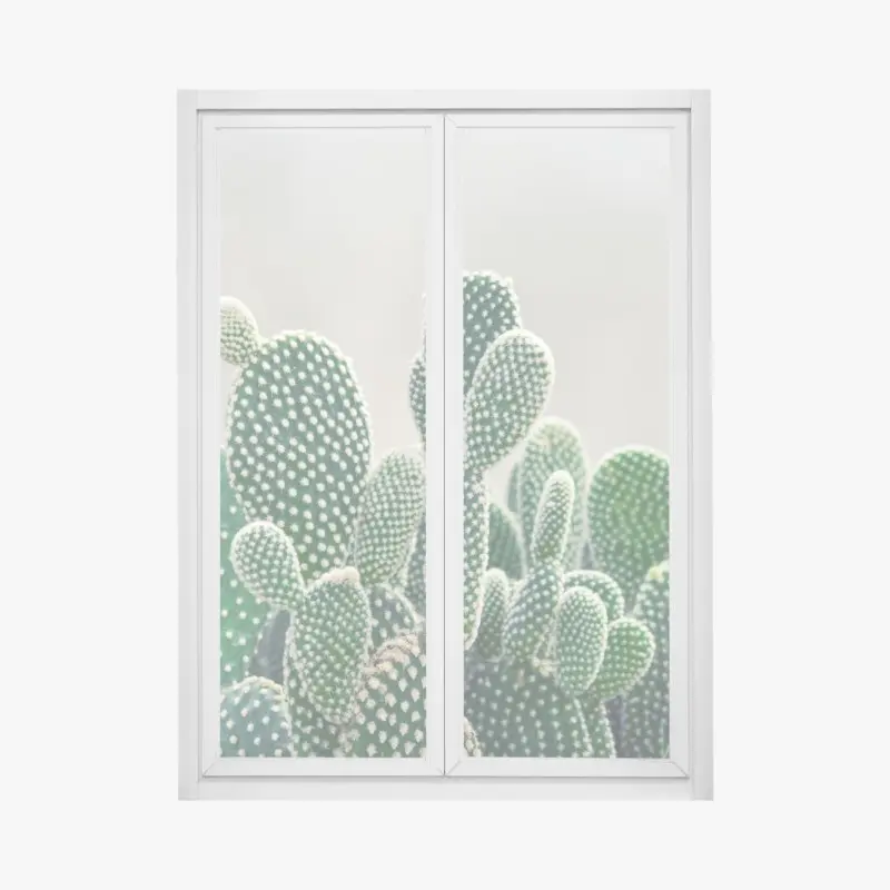 Fensteraufkleber nahaufnahme eines opuntienkaktus
