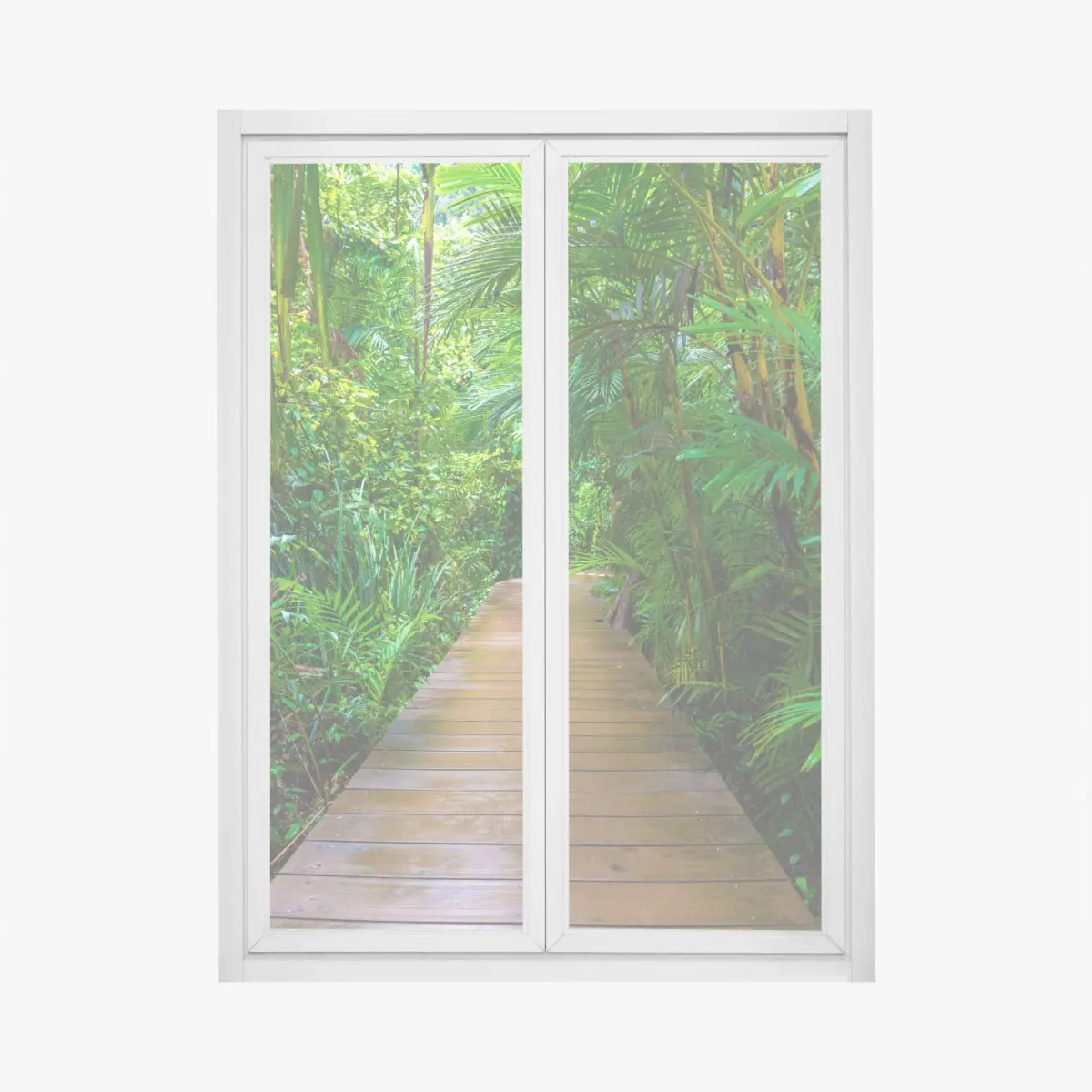 Fensteraufkleber mangrovensteg durch üppigen grünen dschungel – Pixers®