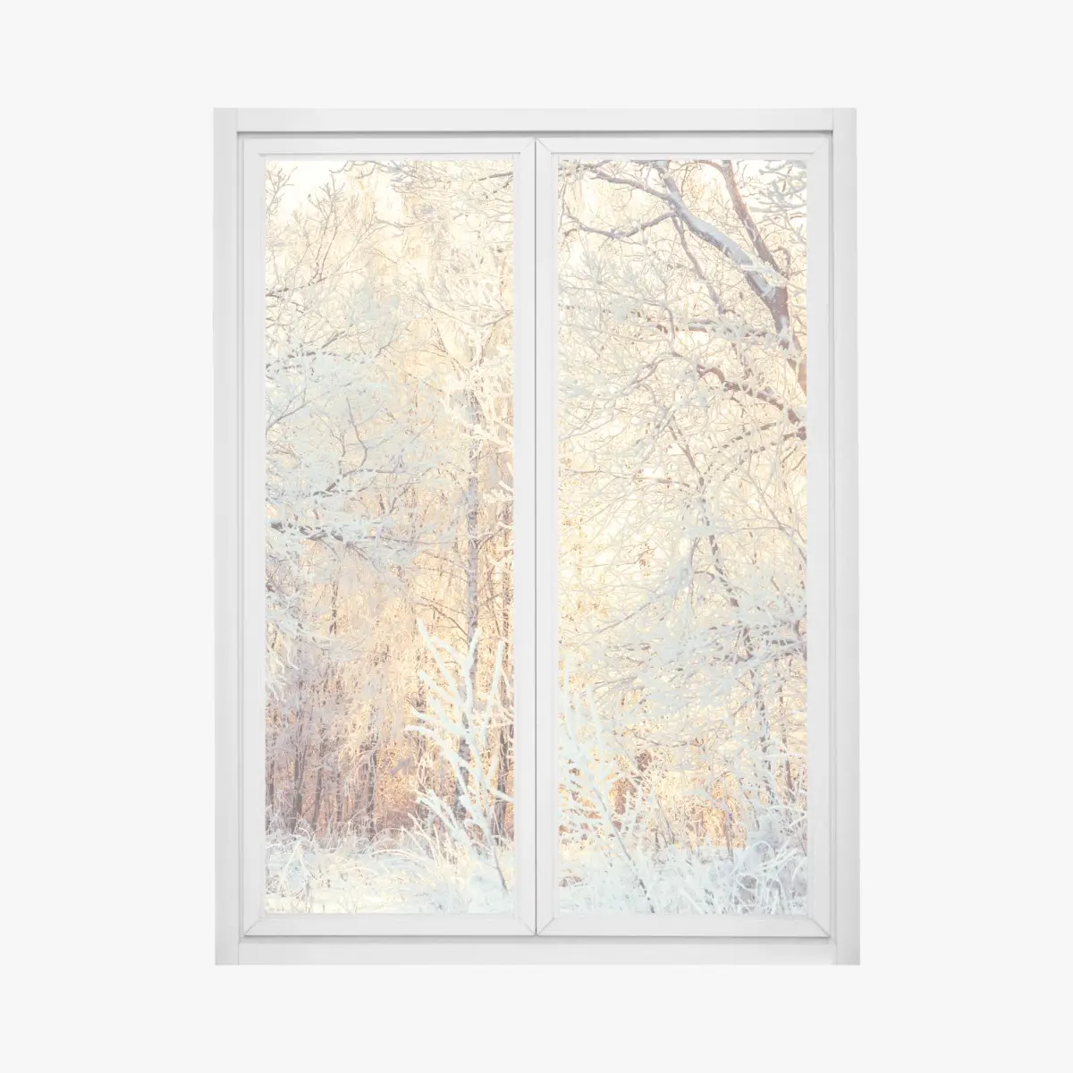 Fensteraufkleber wintersonne im verschneiten wald – Pixers®