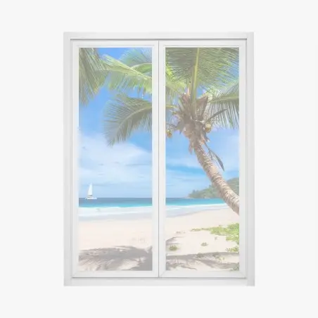 Fensteraufkleber tropischer strand mit palme – Pixers®