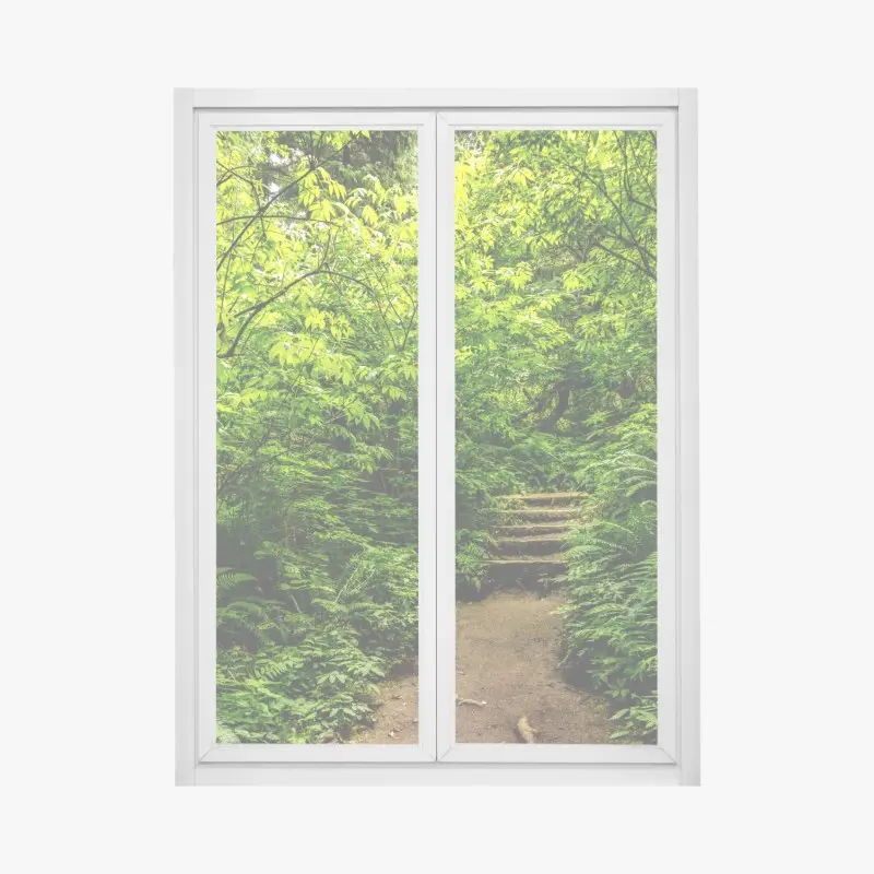 Fensteraufkleber üppiger waldpfad