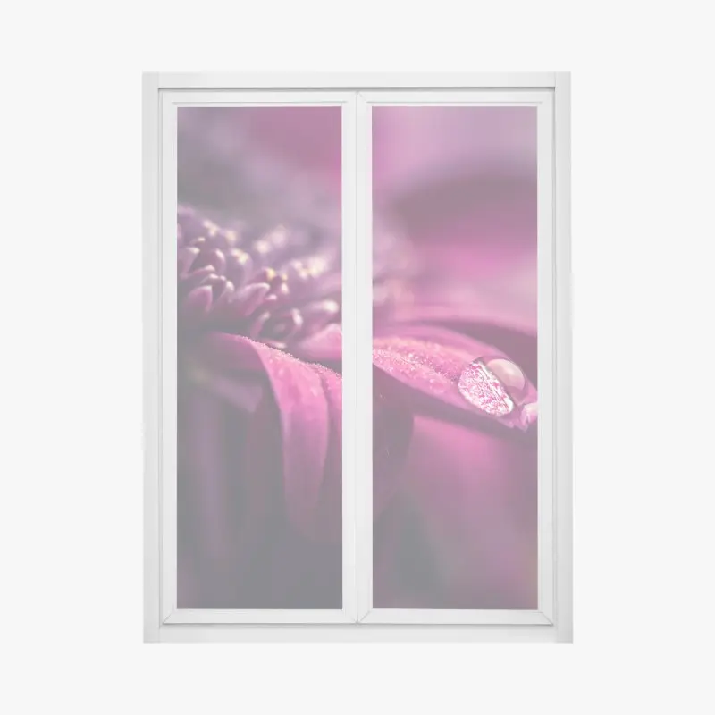 Fensteraufkleber lila makroblüte mit tautropfen