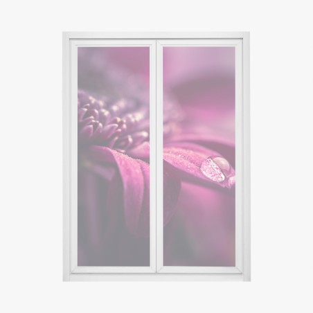 Fensteraufkleber lila makroblüte mit tautropfen – Pixers®