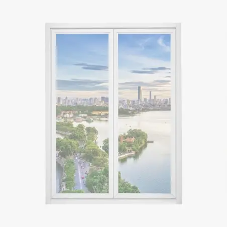 Fensteraufkleber ruhige städtische panorama am see – Pixers®
