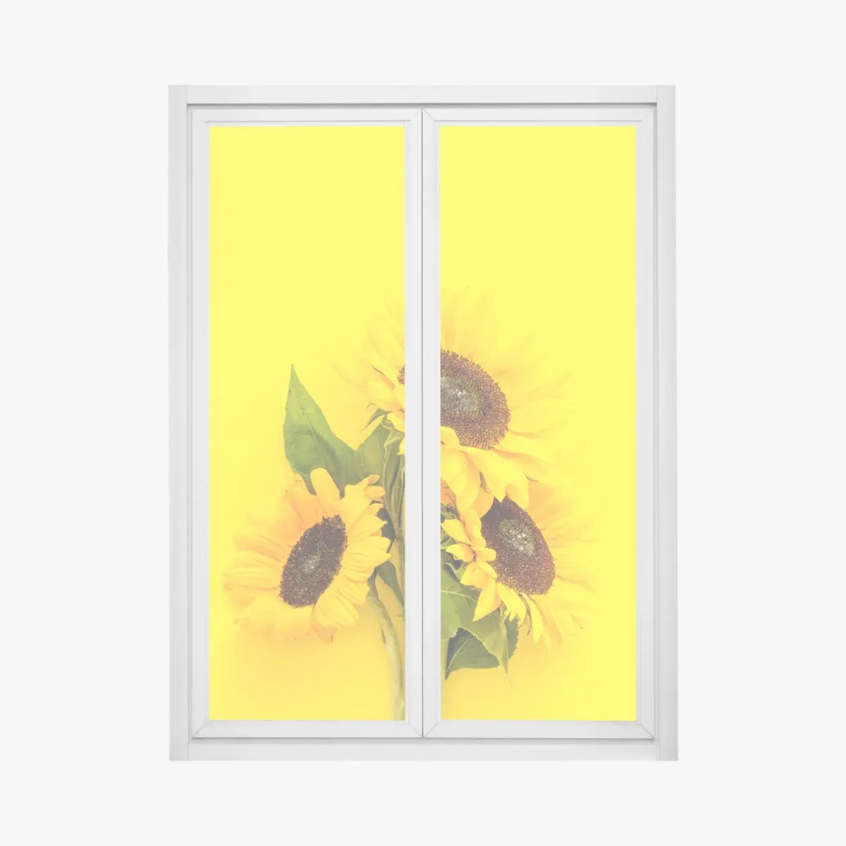 Fensteraufkleber leuchtender sonnenblumenstrauß auf gelbem hintergrund – Pixers®