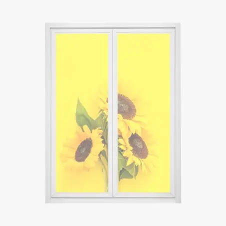 Fensteraufkleber leuchtender sonnenblumenstrauß auf gelbem hintergrund – Pixers®