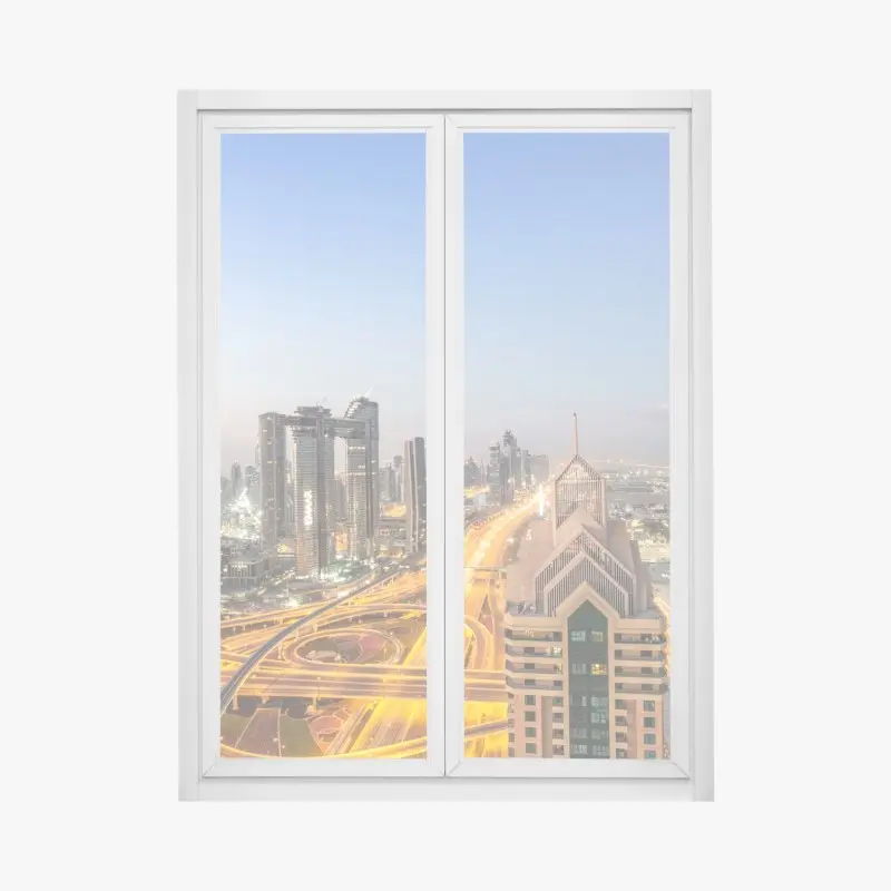 Fensteraufkleber skyline von Dubai bei dämmerung