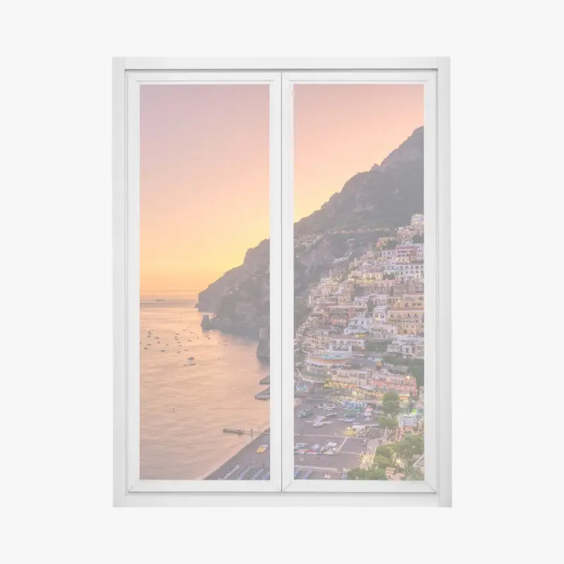 Fensteraufkleber sonnenuntergang über Positano, Amalfiküste