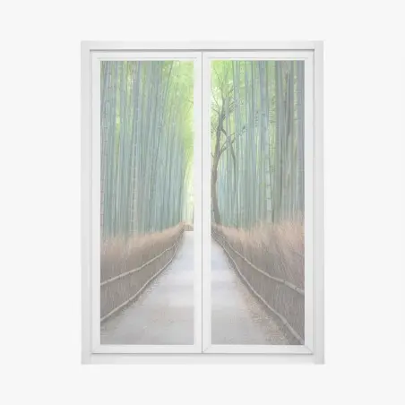 Fensteraufkleber ruhiger bambuswaldweg – Pixers®