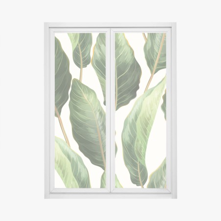 Fensteraufkleber tropisches bananenblattmuster – Pixers®