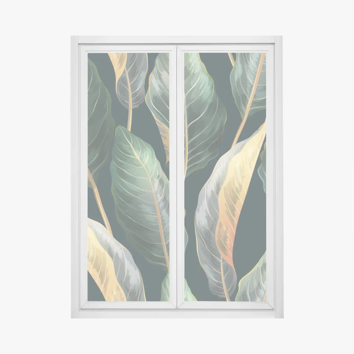 Fensteraufkleber vintage tropisches blättermuster – Pixers®