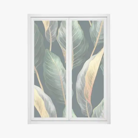 Fensteraufkleber vintage tropisches blättermuster – Pixers®
