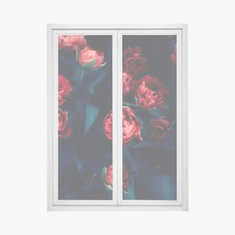 Fensteraufkleber dunkler roter tulpenstrauß