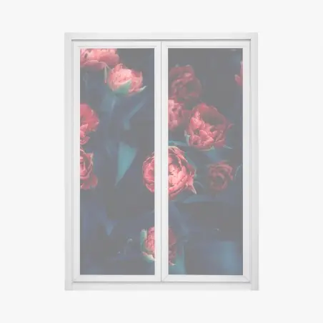 Fensteraufkleber dunkler roter tulpenstrauß – Pixers®