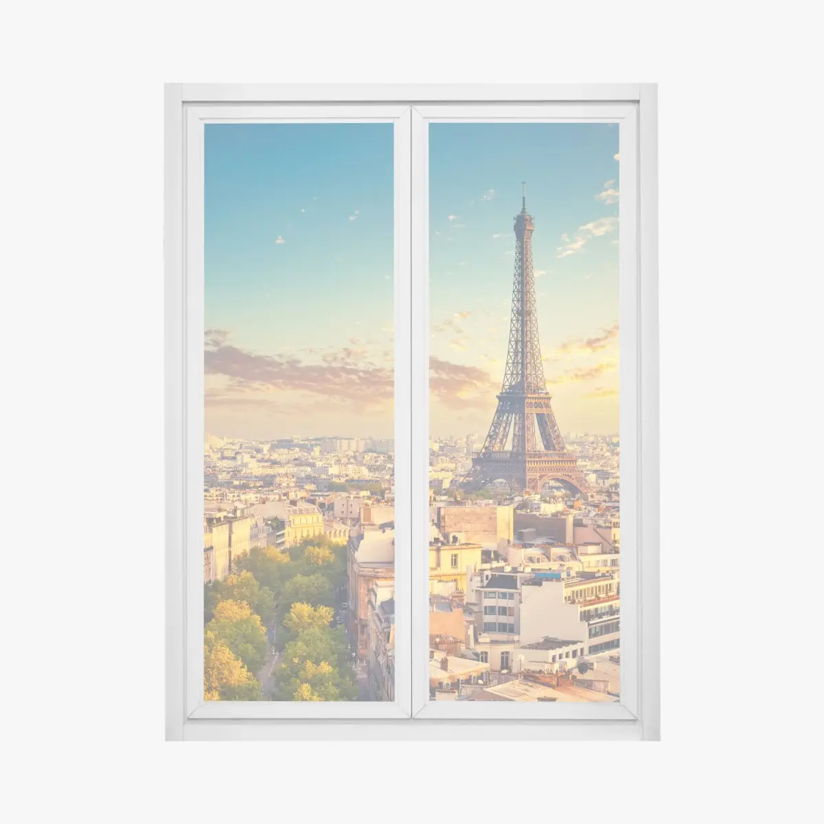 Fensteraufkleber sonnenuntergang über Paris skyline mit eiffelturm – Pixers®
