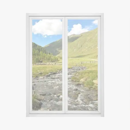 Fensteraufkleber alpenbach im sonnigen tal – Pixers®