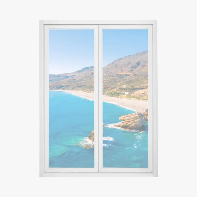 Fensteraufkleber türkisfarbenes küstenpanorama