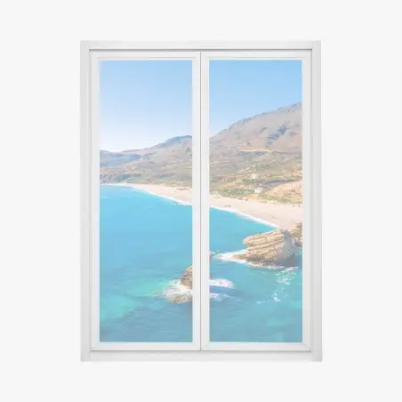 Fensteraufkleber türkisfarbenes küstenpanorama – Pixers®
