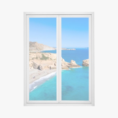Fensteraufkleber türkisfarbene küstenoase – Pixers®