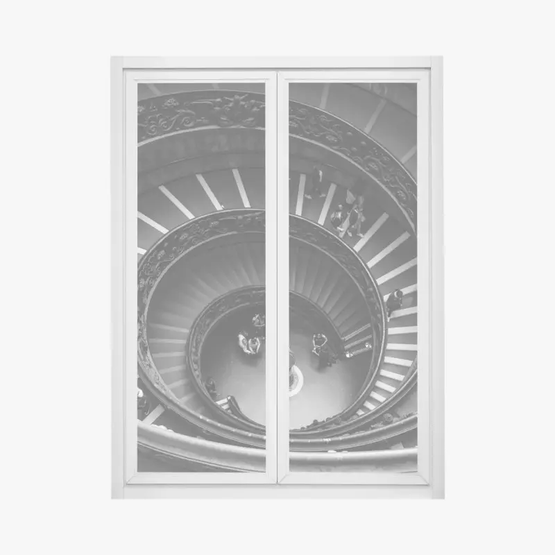 Fensteraufkleber dramatische spiraltreppe in monochrom