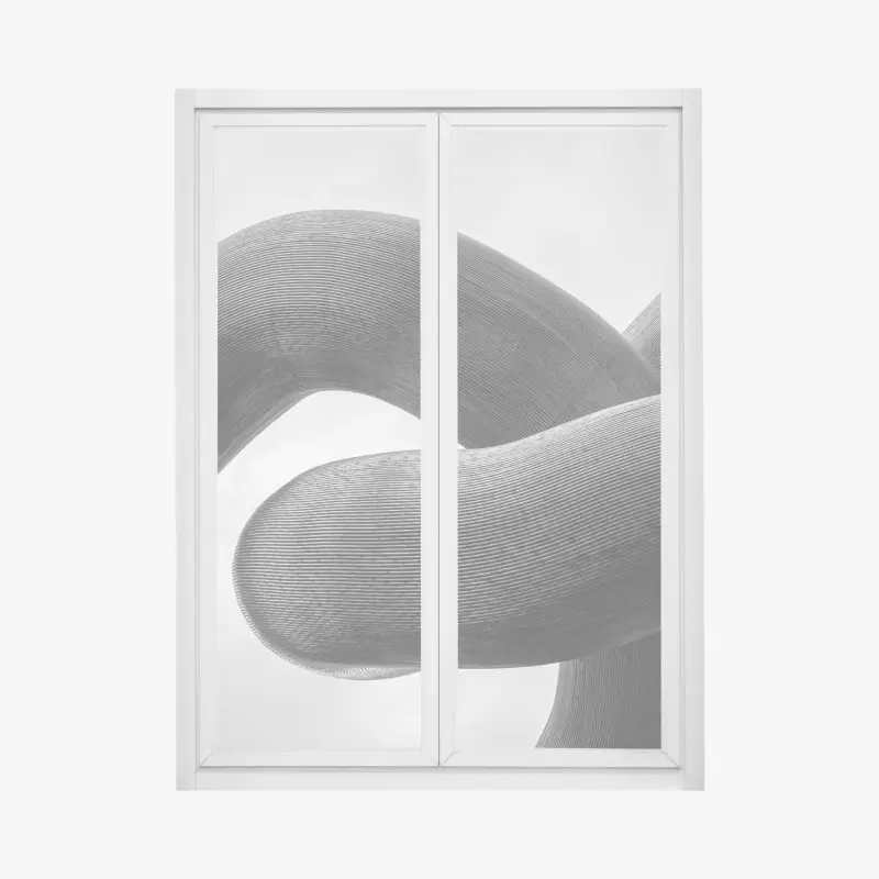 Fensteraufkleber gekrümmte formen abstrakte skulptur in grau