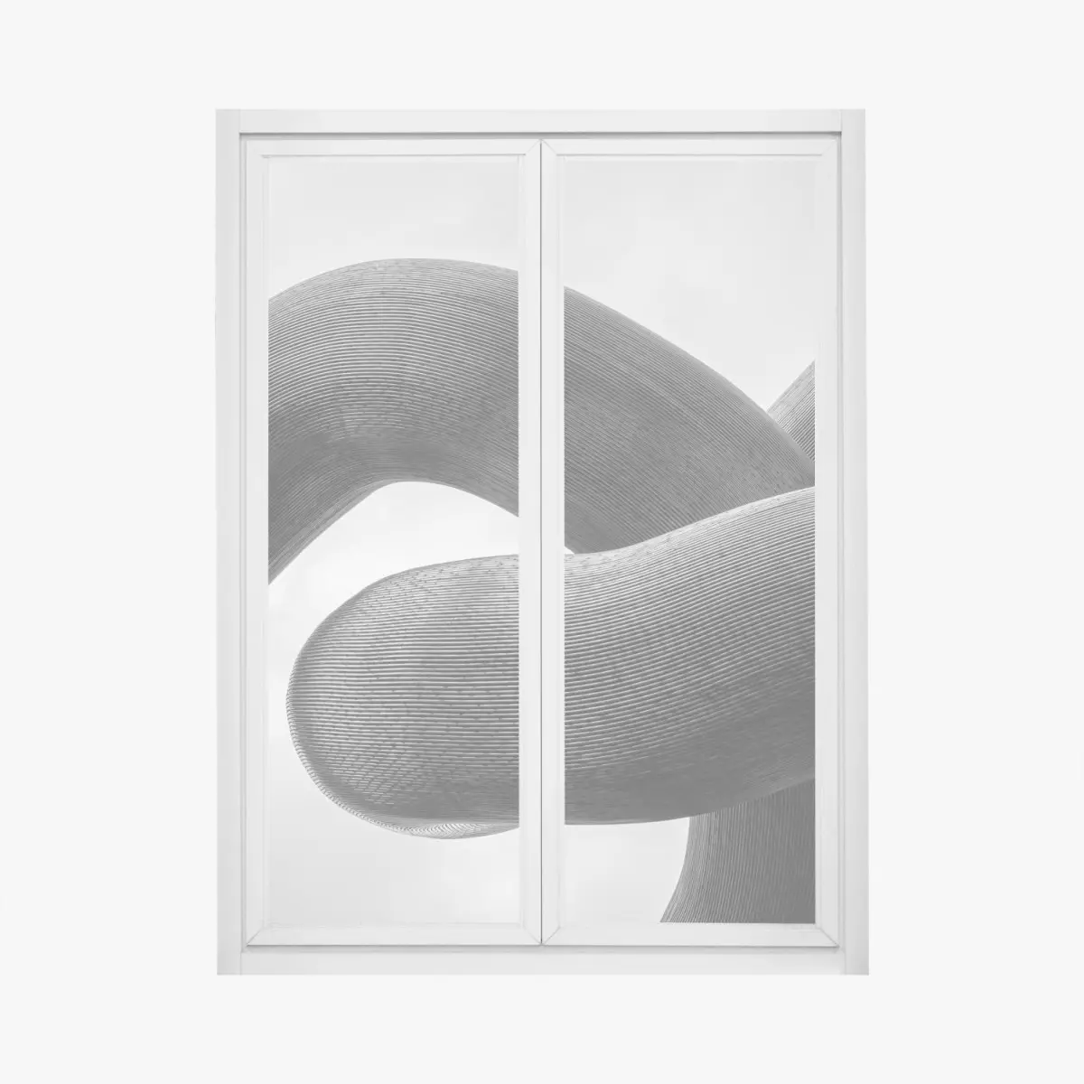 Fensteraufkleber gekrümmte formen abstrakte skulptur in grau – Pixers®